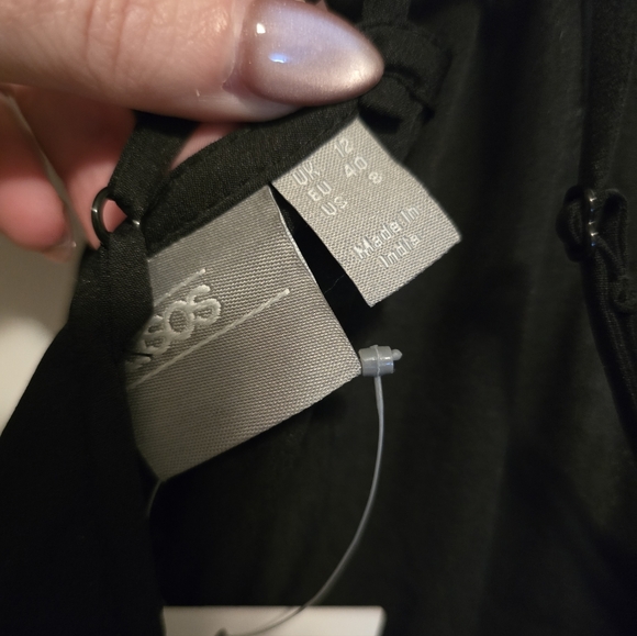 NWT ASOS Black Asymmetrical Fringe Dress - Picture 6 of 6